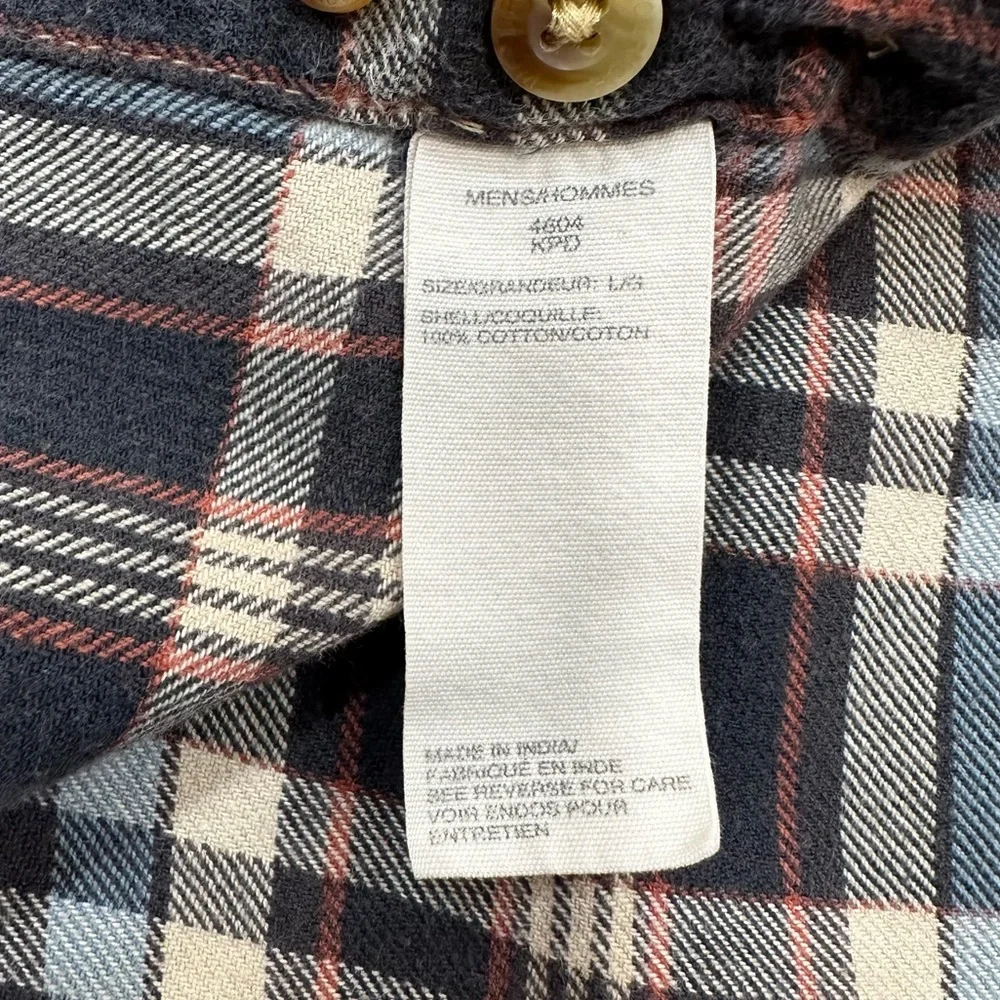 Woolrich Men's Black/Blue/White Plaid Flannel Long Sleeve Shirt Large_Vintage - Picture 8 of 9